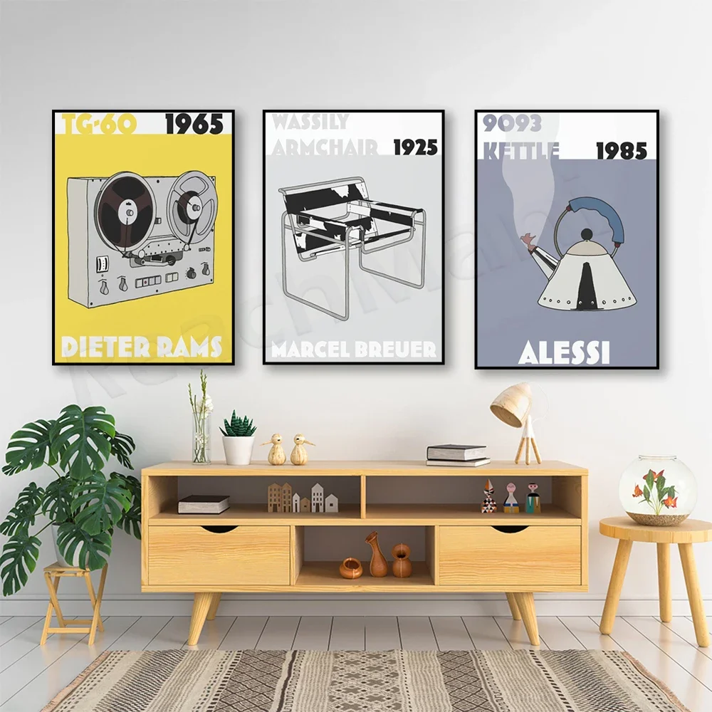 Marcel Breuer - Wassily Armchair Poster, TG-60 Poster, 9093 Jug Poster, Scandinavian Poster, Furniture Gift, Avant-Garde Wall Ar