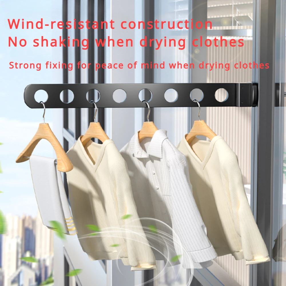 Wall Mounted Foldable Clothes Rack Space-Saving Foldable Aluminium Drying Rack Window Clothes Hanger Clothes Organization