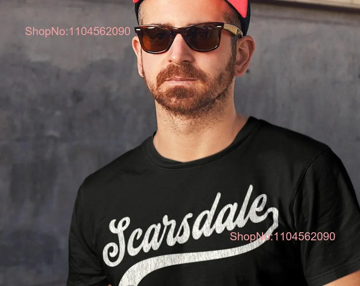 

SCARSDALE T Shirt in Black Navy Dark Heather Classic baseball style design white with vintage inspired texture