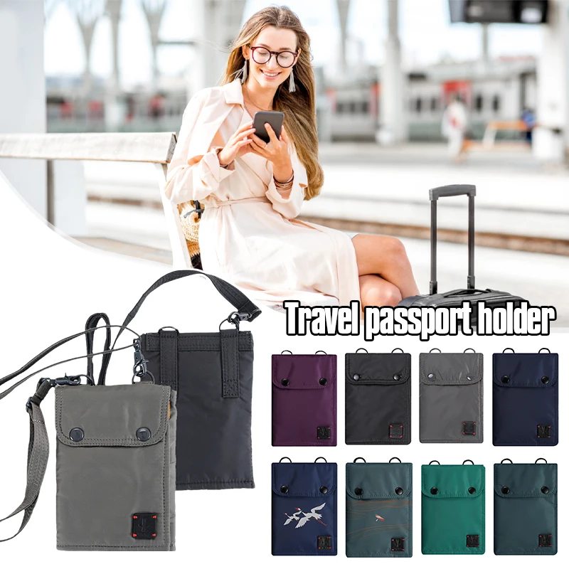 Anti-Theft Travel Passport Wallet Neck Bag Waterproof Unisex Card Phone Pouch Women Mini Crossbody Bag Nylon Handbag