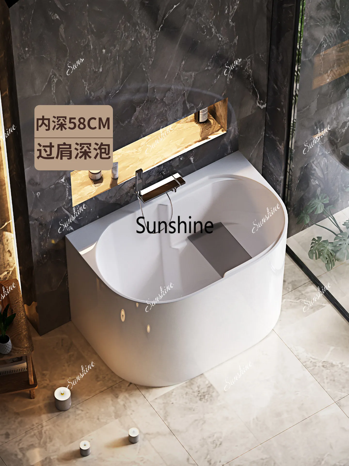 Super deep bathtub small apartment household acrylic independent seamless integrated mini movable
