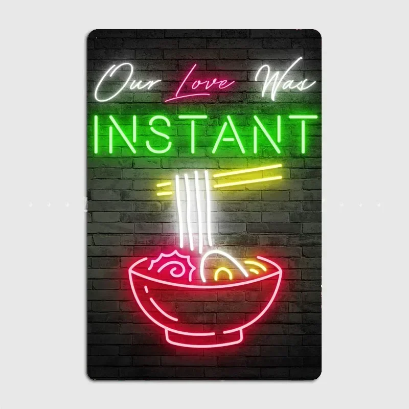 Neon love Noodles Food Neon Sign Metal Sign Poster Garage Room Wall Decoration Cinema Living Custom Tin Vintage Home Decor
