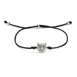 Vintage Owl Wish Bracelet Lucky Alloy Animal Pendant Jewelry Adjustable Wristband for Women Men Friendship Inspirational Gift