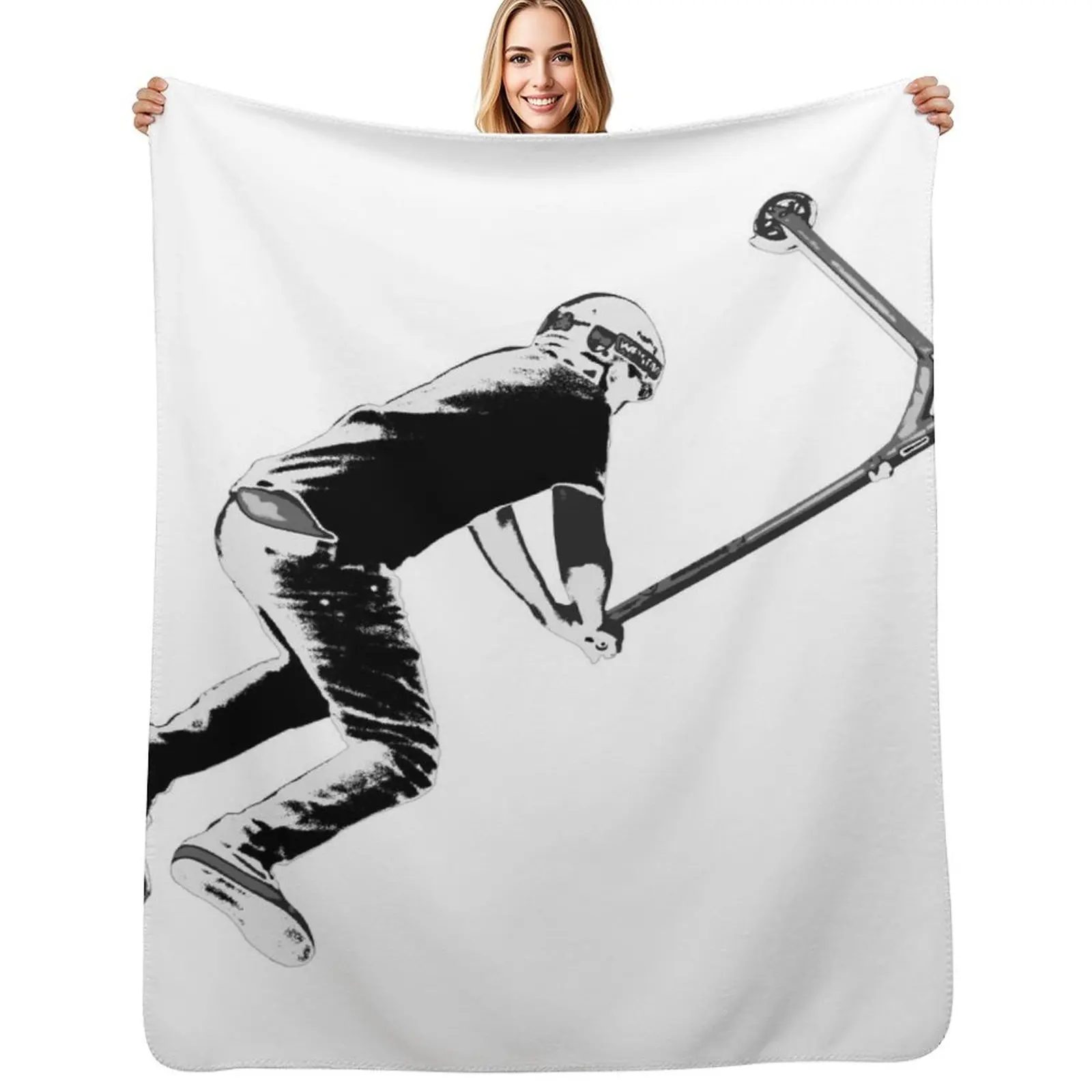 

Holding On! - Stunt Scooter Move Throw Blanket Warm Napping Blanket for Office Couch Bed