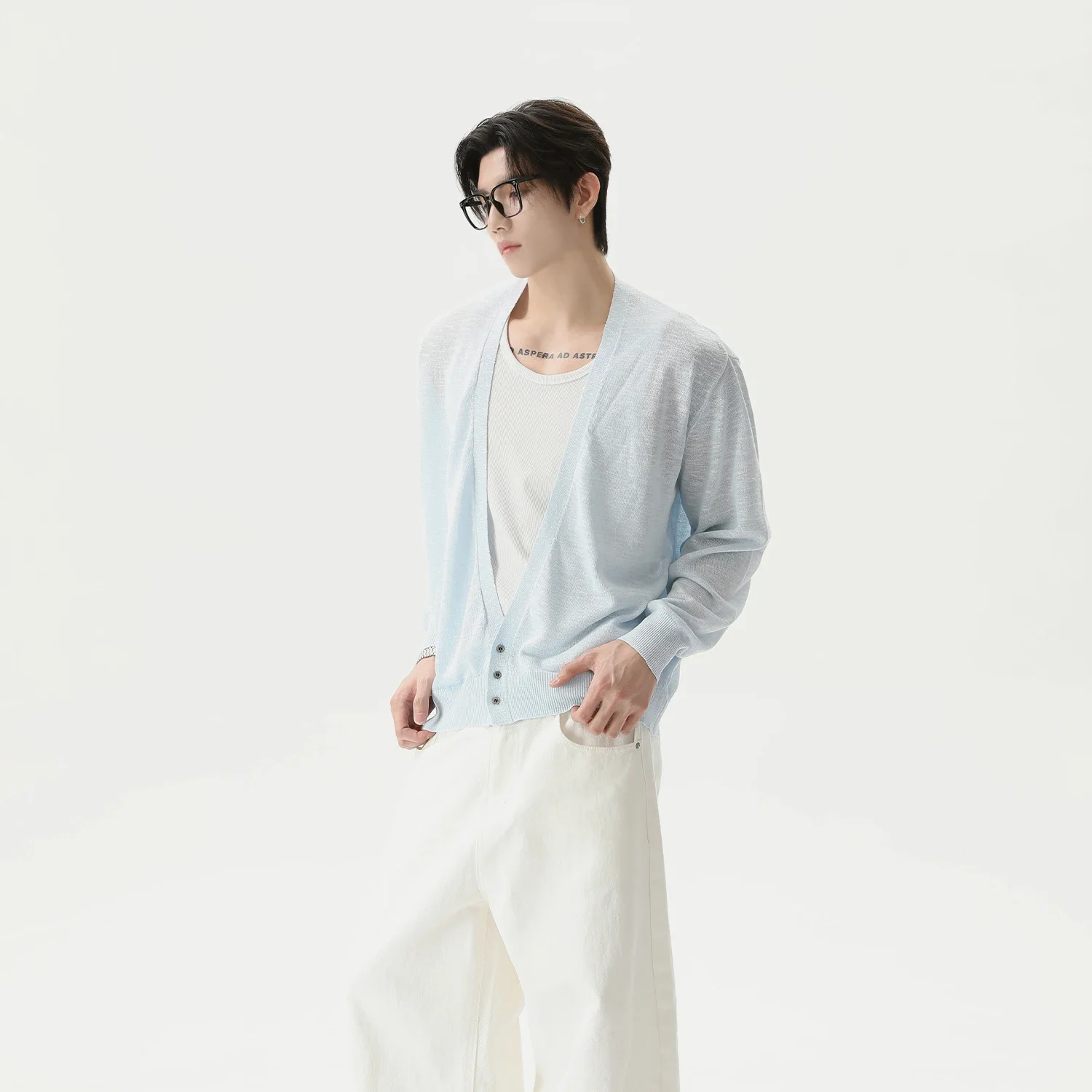 قميص بولو محبوك بأكمام طويلة للرجال فضفاض ملابس خارجية شتوية غير رسمية نمط كسول سترة رجالية عصرية للخريف والشتاء #4