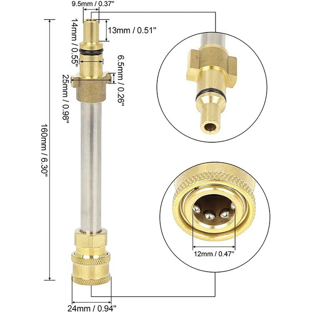 High Pressure Washer Gun With 1/4 Quick Connnection 10cm Spear Rod Lance Adapter For Karcher Gun Bayonet Nozzle Adaptor