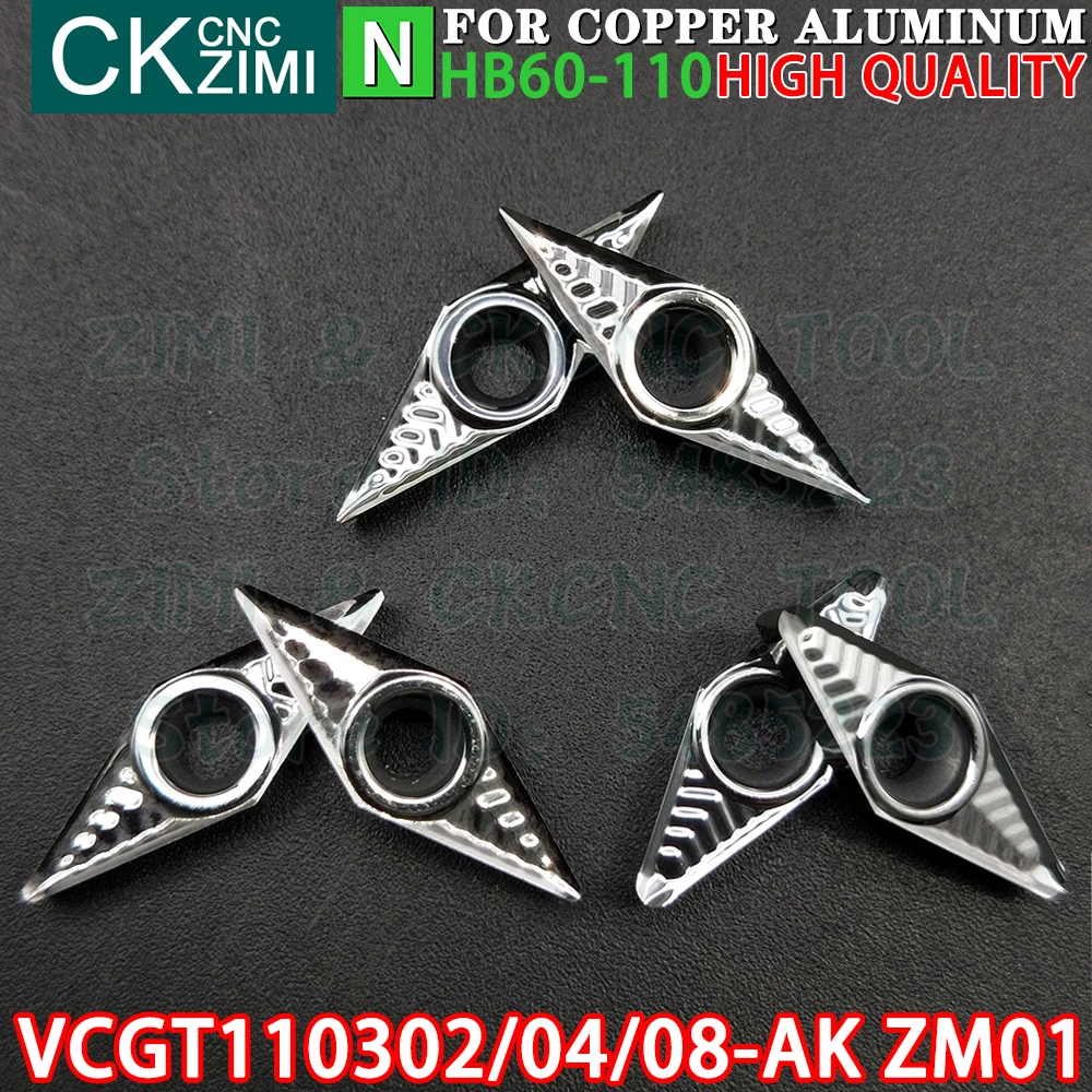VCGT110302-AK ZM01 VCGT110304-AK ZM01 VCGT110308-AK ZM01 VCGT 1103 VCGT1103 كربيد الألومنيوم إدراج تحول إدراج أدوات التصنيع باستخدام الحاسب الآلي الميكانيكية مخرطة معدنية أدوات القطع