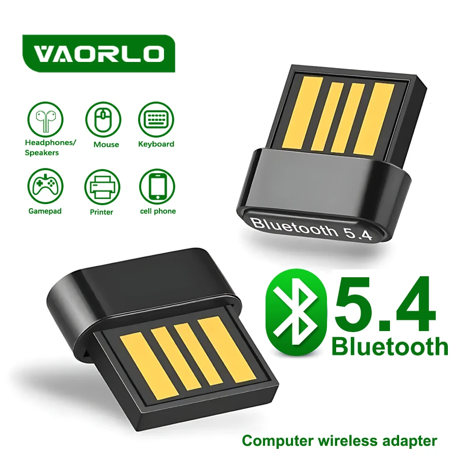 Transmisor USB Bluetooth 5.4 Adaptador inalámbrico Compatible con Windows 11/10/8.1 Laptop Transmisor de audio para PC Ratón inalámbrico Teclado Auriculares Bluetooth Controlador de juego Plug and Play