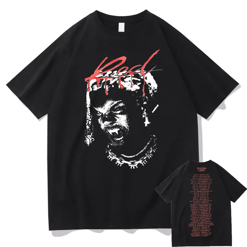 

Rapper Playboi Carti New Album Whole Lotta Red Graphic Logo Tshirt Streetwear Mens Hip Hop T Shirt Men Women Fashion T-shirts