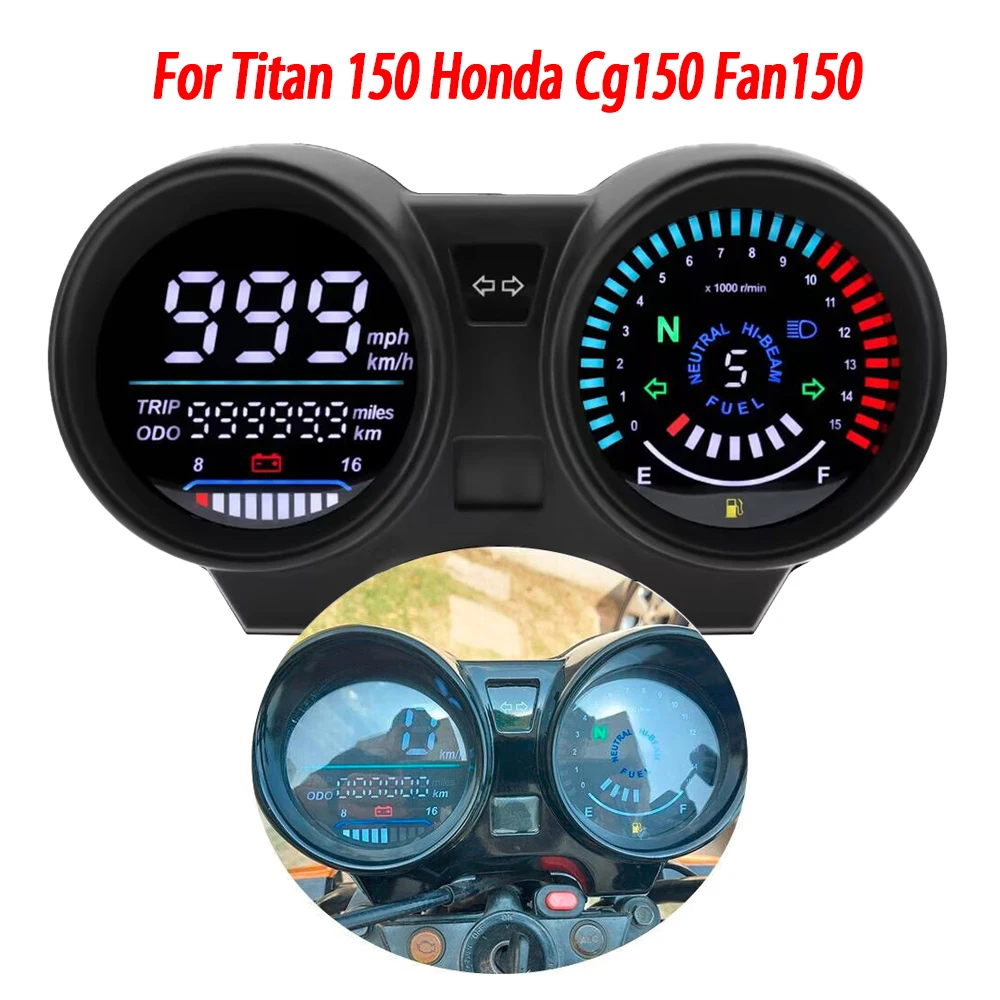 Motorcycle RPM Meter Speedometer Digital Tachometer Dashboard Odometer Fuel Meter Voltmeter For Titan 150 Honda Cg150 Fan150