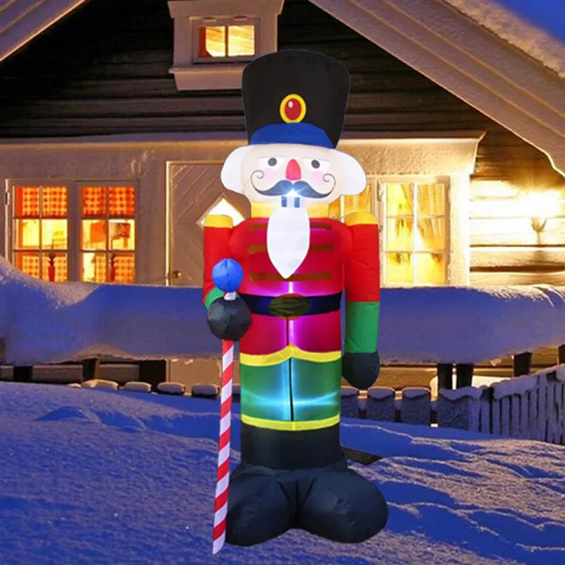 2.4m Christmas Decoration Inflatable Toy Walnut Soldier with LED Lights Inflatable Model Indoor Xmas Party New Year Garden Decor