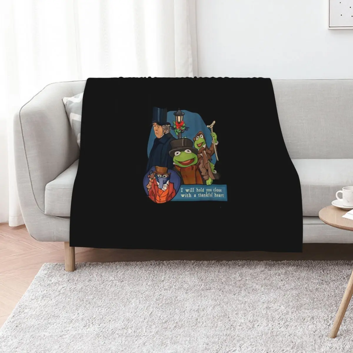 I will hold you close with a thankful heart - Muppet Christmas Carol Throw Blanket Cute Plaid Comforter Blankets
