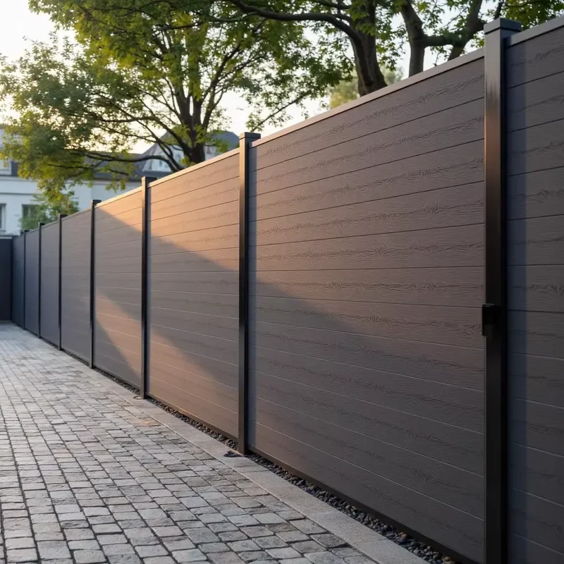 Eco-friendly 6 Feet High Residential WPC Wood Aluminum Frame Privacy Screen Fence Panels for Exterior Courtyard Veranda
