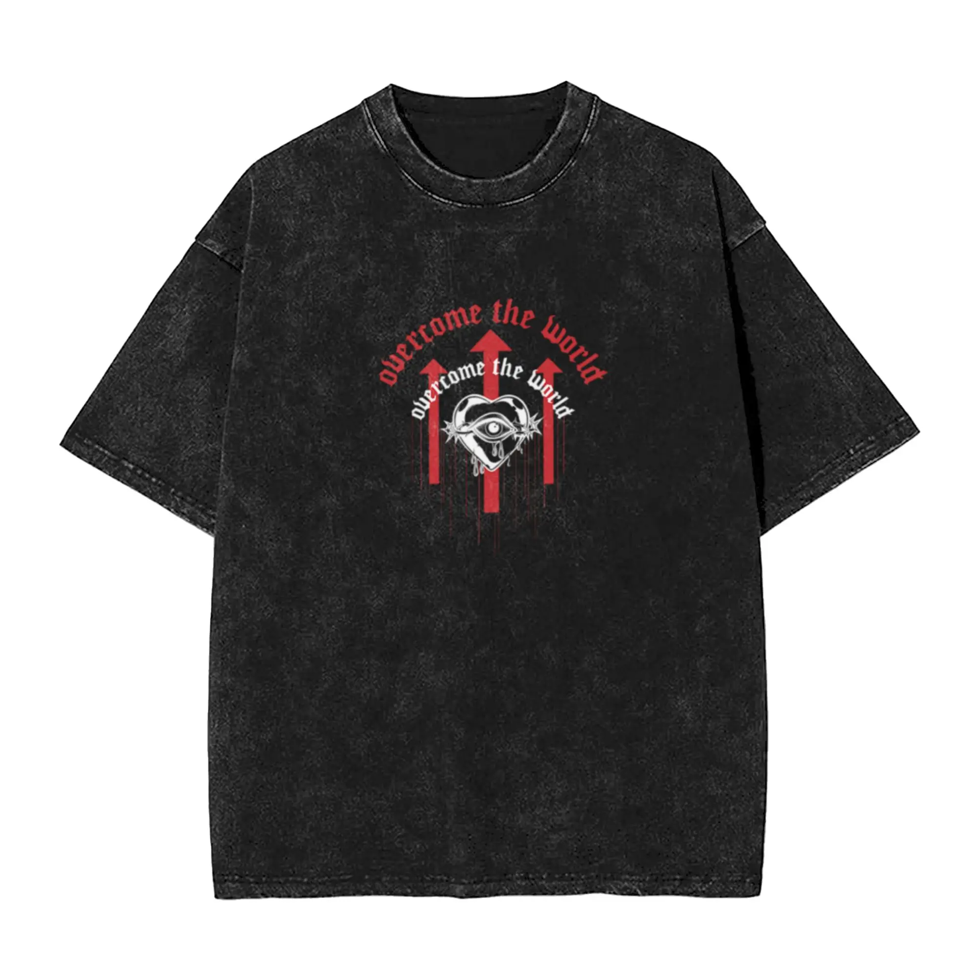 Overcome the world Christian grunge dark Unique Trendy A Vintage Oversized Cotton Unisex T-Shirts