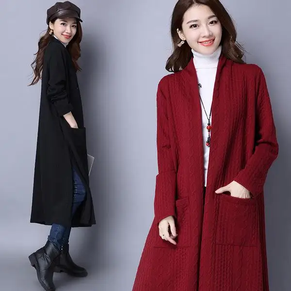 

Women's Long Thickened Cotton Linen Jacket Autumn Winter New Style Casual Fashion Long Sleeve Windbreaker Open Cardigan plus ...