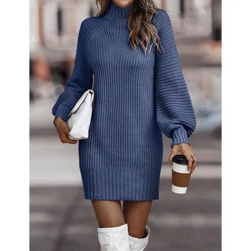 652F Abito pullover invernale da donna a maniche lunghe, aderente, aderente, mini maglione