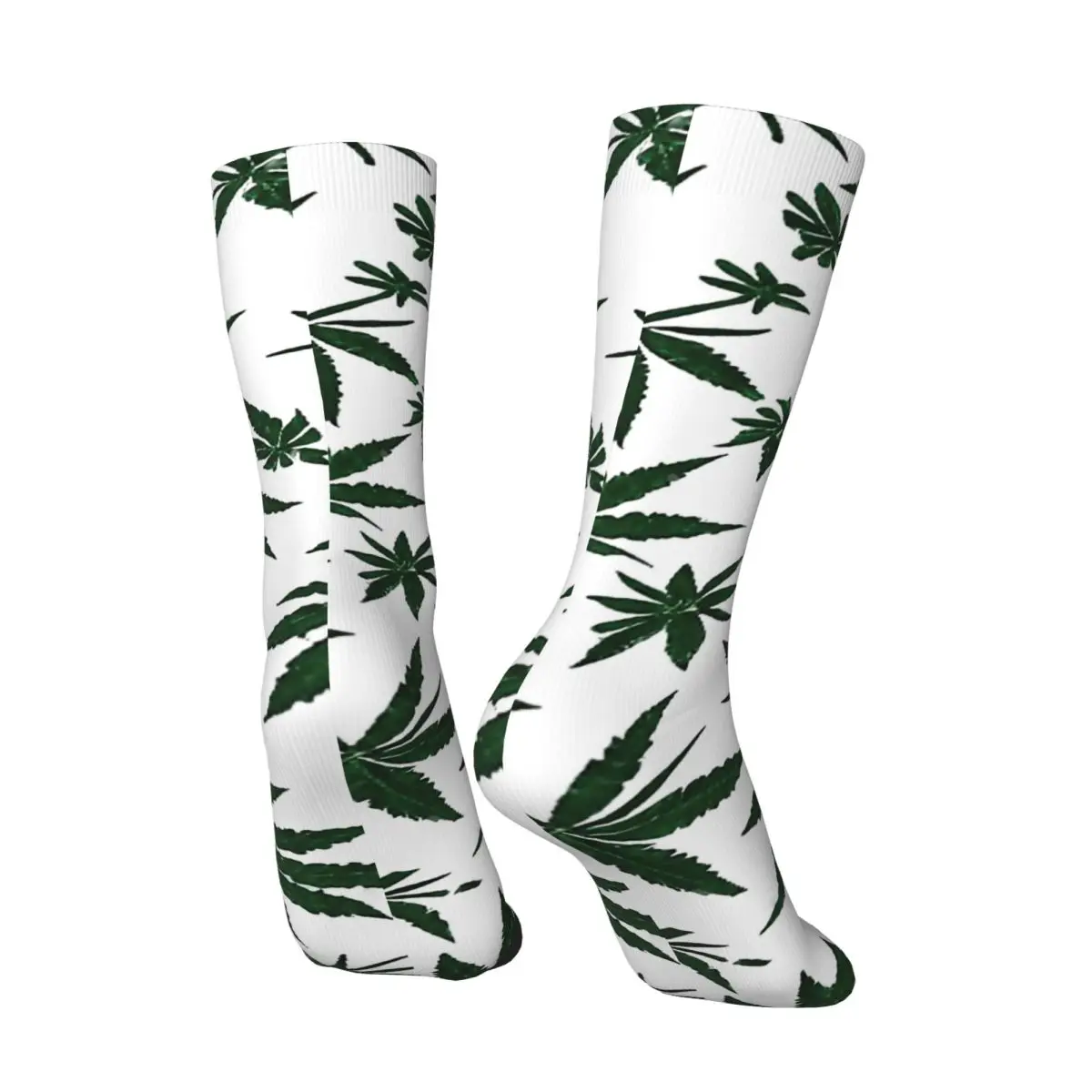 Crazy Sock for Men Pattern With Leaves And Coconuts In Past Hip Hop Harajuku Weed Leaf Quality Boys Crew compression Sock Casual