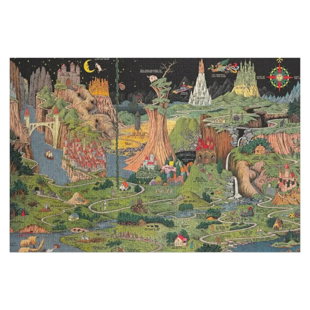 

The land of make believe. Published by Jaro Hess 1930 Cornucopia of Fairy Tales Detailed Labeled Map Fun Magical F Jigsaw Puzzle