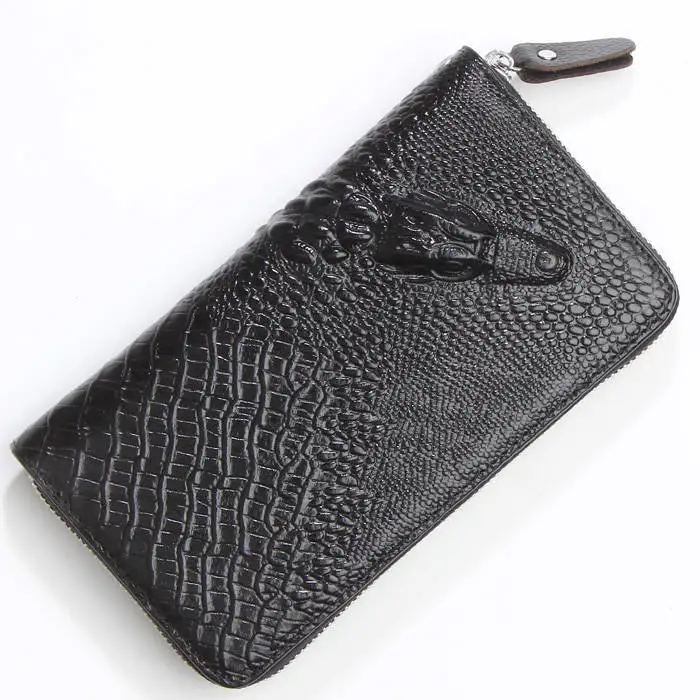 2023 New Alligator Business Men's Long Wallets Natural Real Leather Male Cow Genuine Leather Cash Purses Clutch Men Card Holders