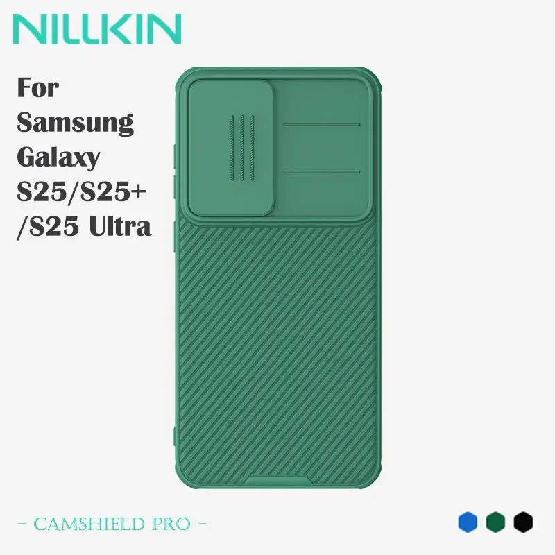 

NILLKIN Case for Samsung Galaxy S25, S25 Plus, S25 Ultra, Camera Slide Cover, Impact Resistant Airbags, Anti-Fingerprint Finish