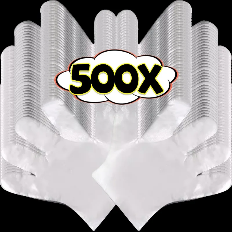 100/500x guantes de plástico desechables transparentes guantes de preparación de alimentos para servicio de alimentos limpieza teñido del cabello cocina lavar platos herramientas