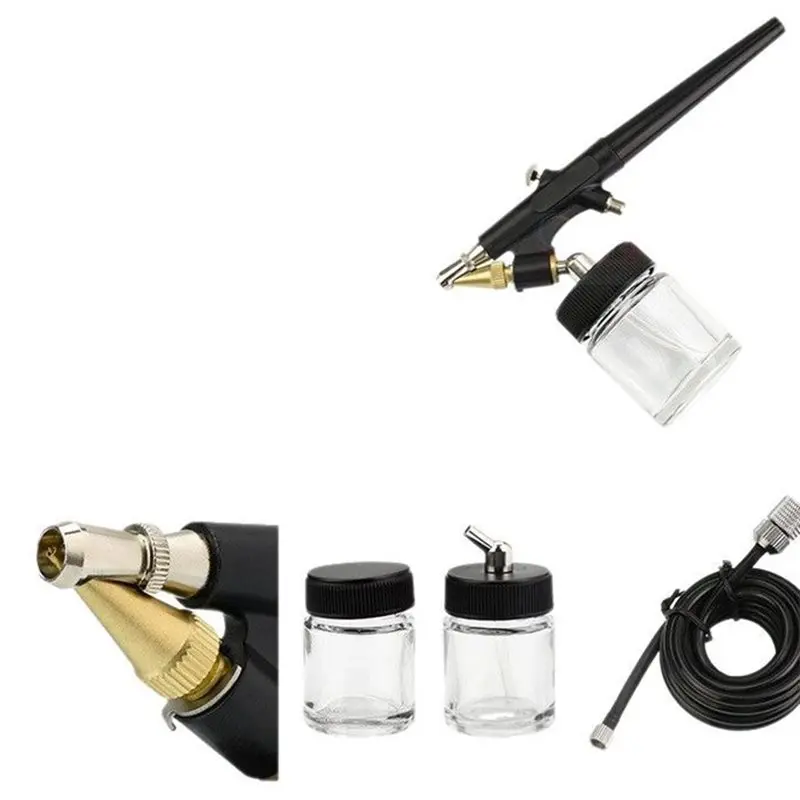 PZHI-Dual-Action Airbrush Pen Set 0.8Mm Siphon Feed Kit With 2 Glass Cups& Hose For Art For Hobby Painting, Model Crafting