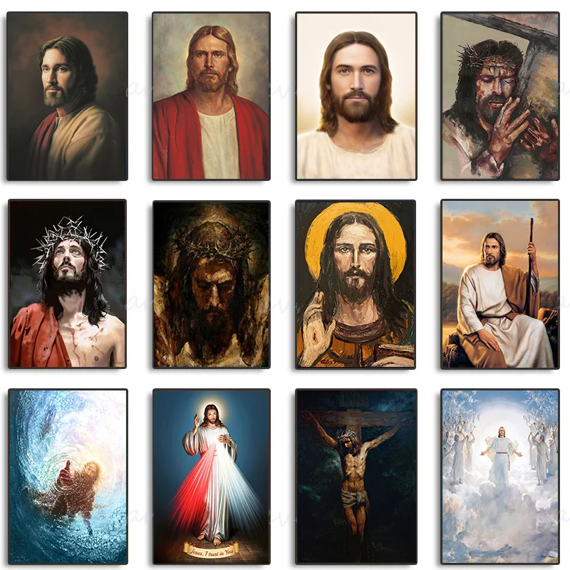 1PC frameless decorative art print,Jesus Christ Portrait Hand of God Poster Retro Christian Religious Canvas Painting Wall Art P