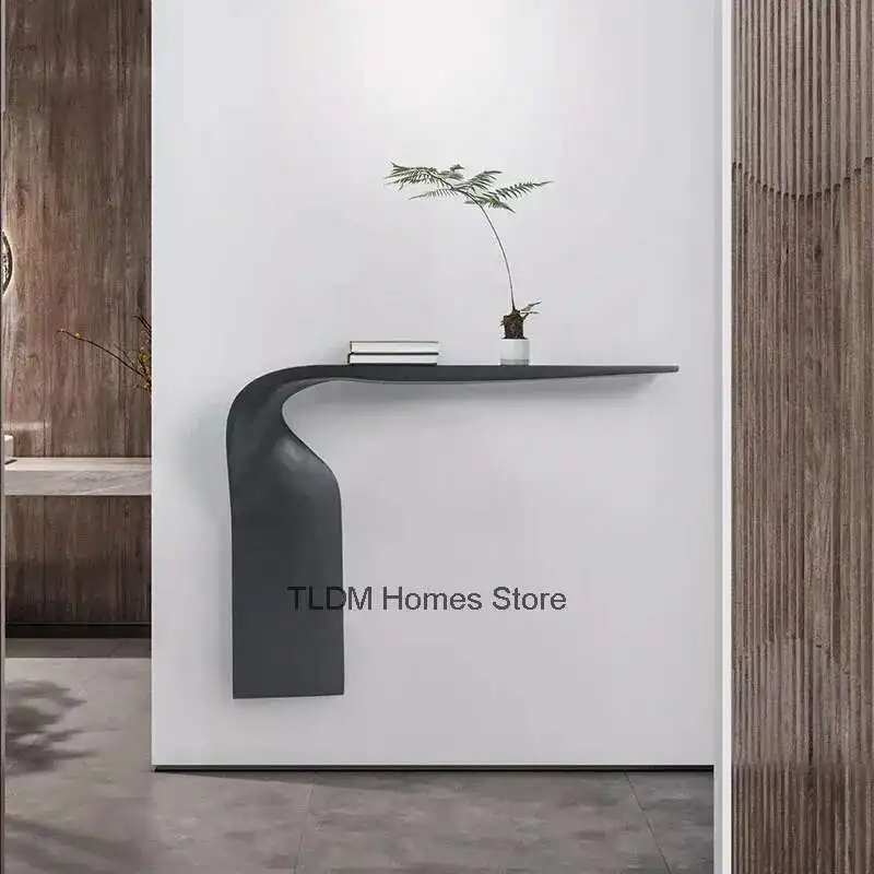 

Nordic Simple Art Console Table Creative Entrance Furniture Console High-grade Special-shaped Solid Wood Wall Decorative Table E