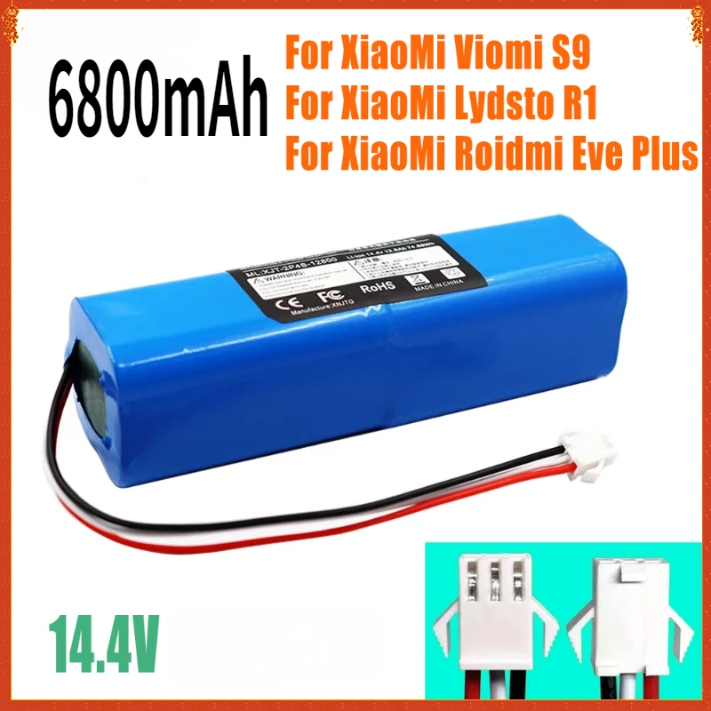 

For XiaoMi Lydsto R1 Viomi S9 Roidmi Eve Plus Rechargeable Li-ion Battery Robot Vacuum Cleaner R1 Battery Pack 6800mAh