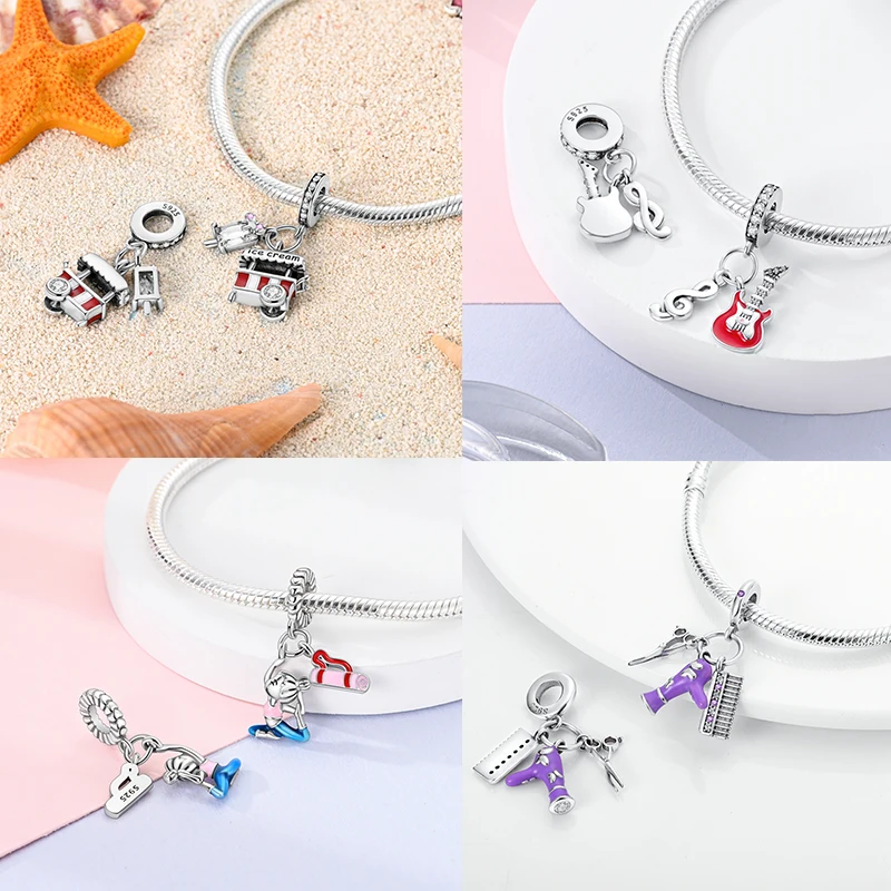 925 Sterling Silver Job Series Charms Ballet Beads Doctor Pendant For Women Silver Gift Fit Original Bangle Bracelet DIY Jewelry