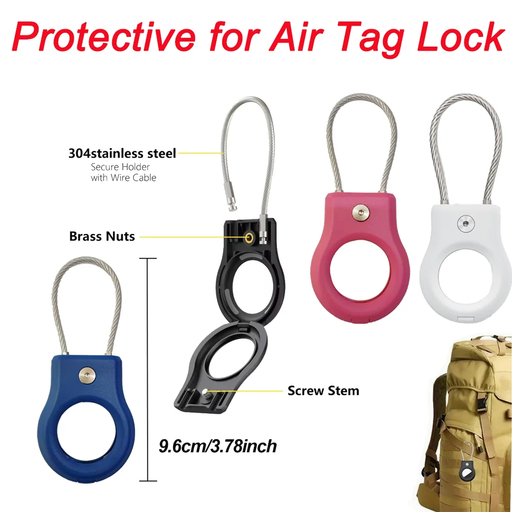 Protective AirTag Holder with Steel Wire Line For Apple Airtags Keychain Holder Case For Luggage Backpack Keys