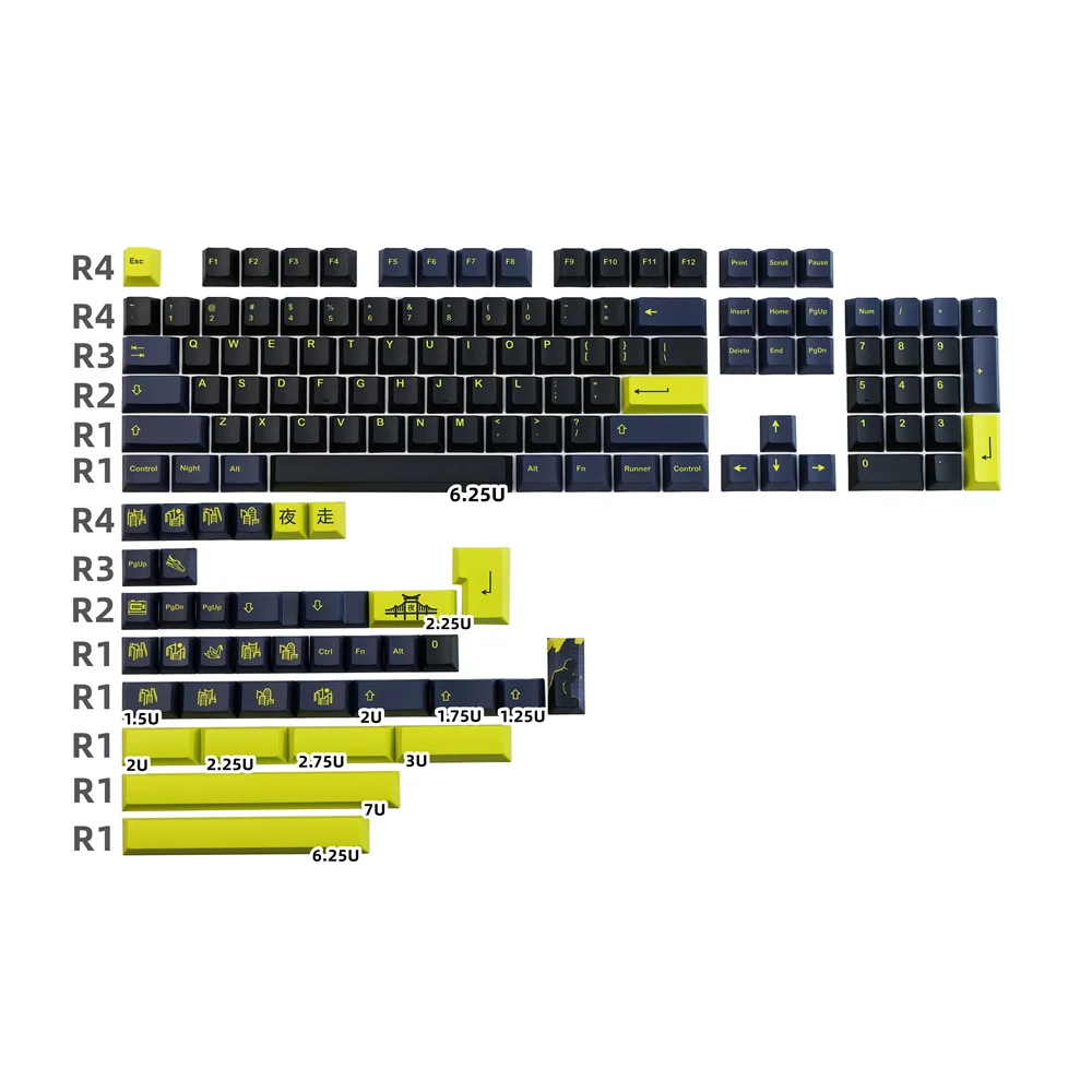 

Механическая клавиатура PBT Keycap Cherry Profile GMK NightRunner Keycaps ISO Enter 2U 2.25U 2.75U 3U 6.25U 7U клавиши клавиатуры