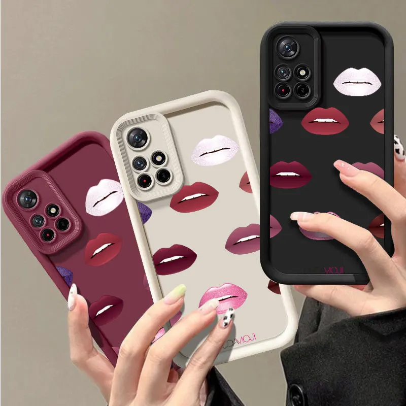 Sexy Girl Red Lips Fashine Case For Redmi NOTE 10C 11 11T 12 12S 12C 13 13C A1 A2 A3 K40 K50 PRO PLUS 4G 5G Soft Cover Funda