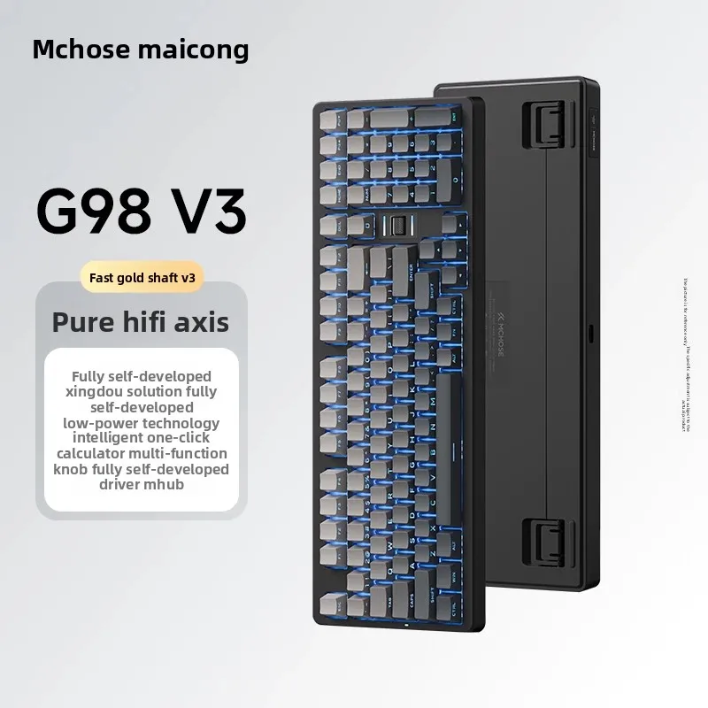 PYLV MCHOSE G98 V3 Mechanical Keyboard Tri Mode Wireless Bluetooth Customized Dual 8K Low Latency Anti Interference Esports