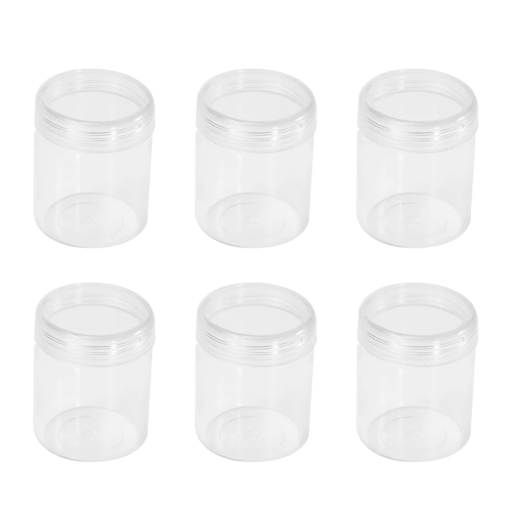 6 قطعة زجاجات تخزين بلاستيكية مستديرة شفافة صغيرة قابلة لإعادة الملء برغي الموضوع كريم الحاويات صناديق عينة السفر مانعة للتسرب