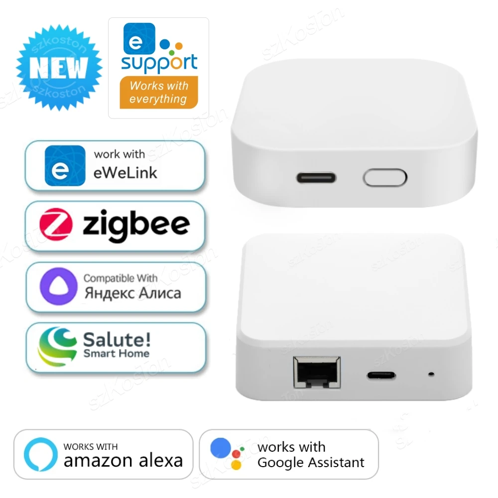 eWeLink APP ZigBee 3.0 Wired Wireless Gateway Hub RJ45 Network Cable Ethernet Bridge Zigbee Hub Works with Alexa Google Alice