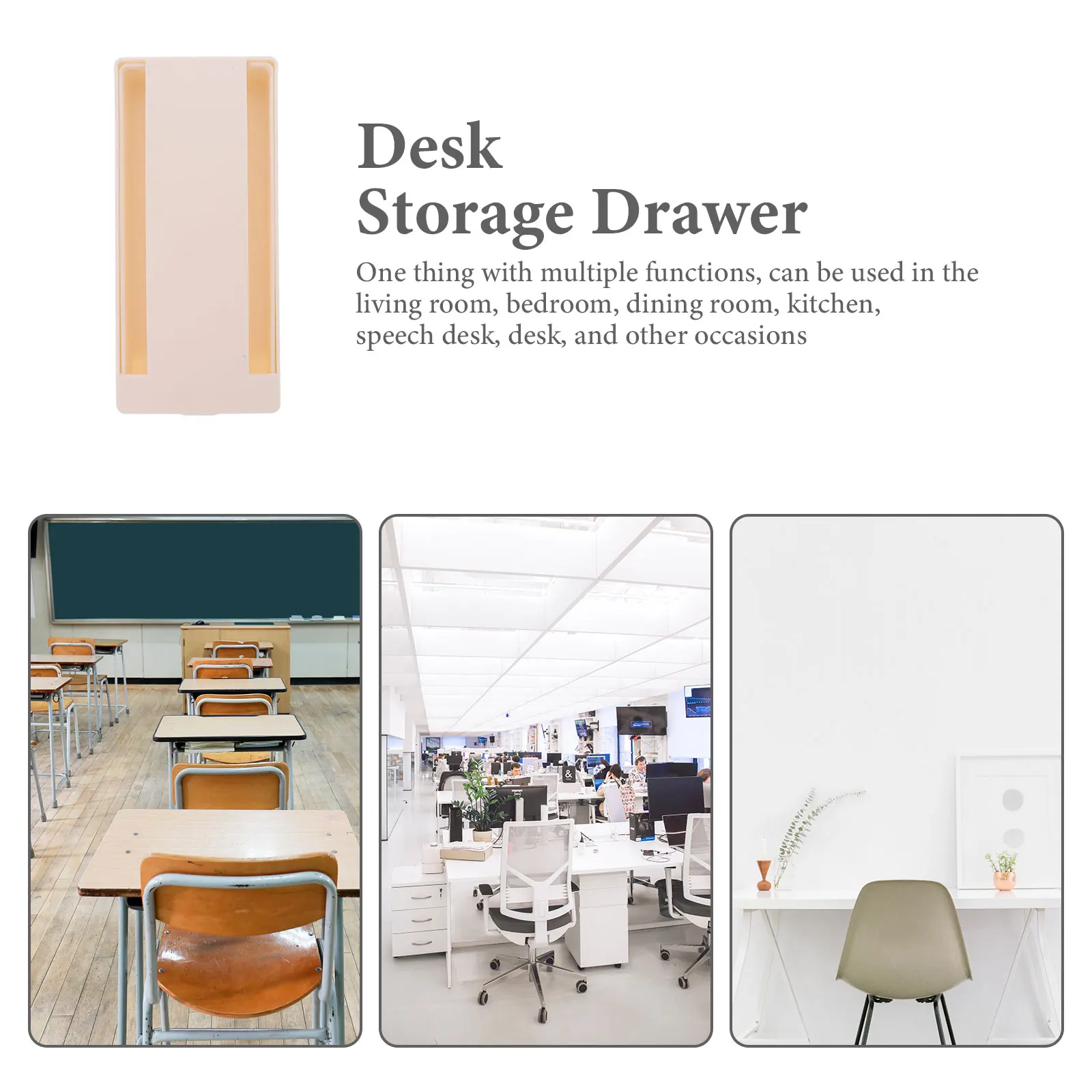 

2Pcs Plastic Storage Boxes Non deformed Nail free Double sided Adhesive Hidden Desk Drawer Small Size Great Function