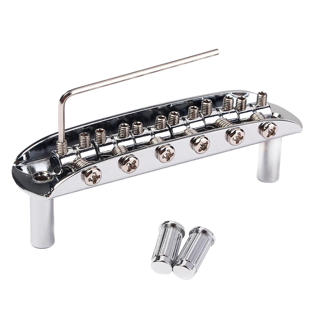 Chrome Plated 6 String Guitar Steel Bridge Assembly Parts Musical Instrument