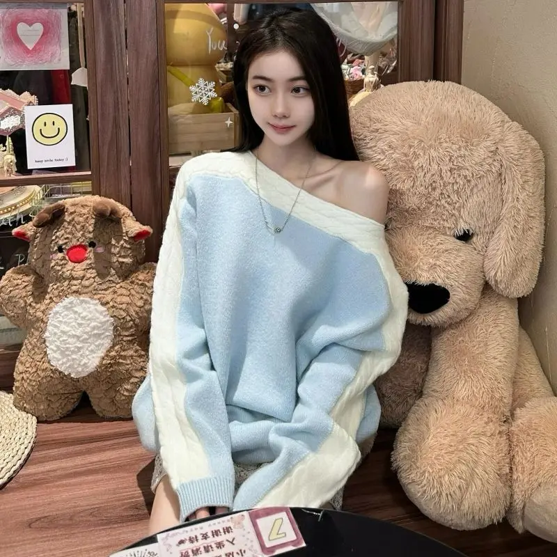 

Sweaters Jumpers Pullovers Woman Y2K White Fur Coat Contrast Basketball Daily Game Sport Streetwears Performance Fall