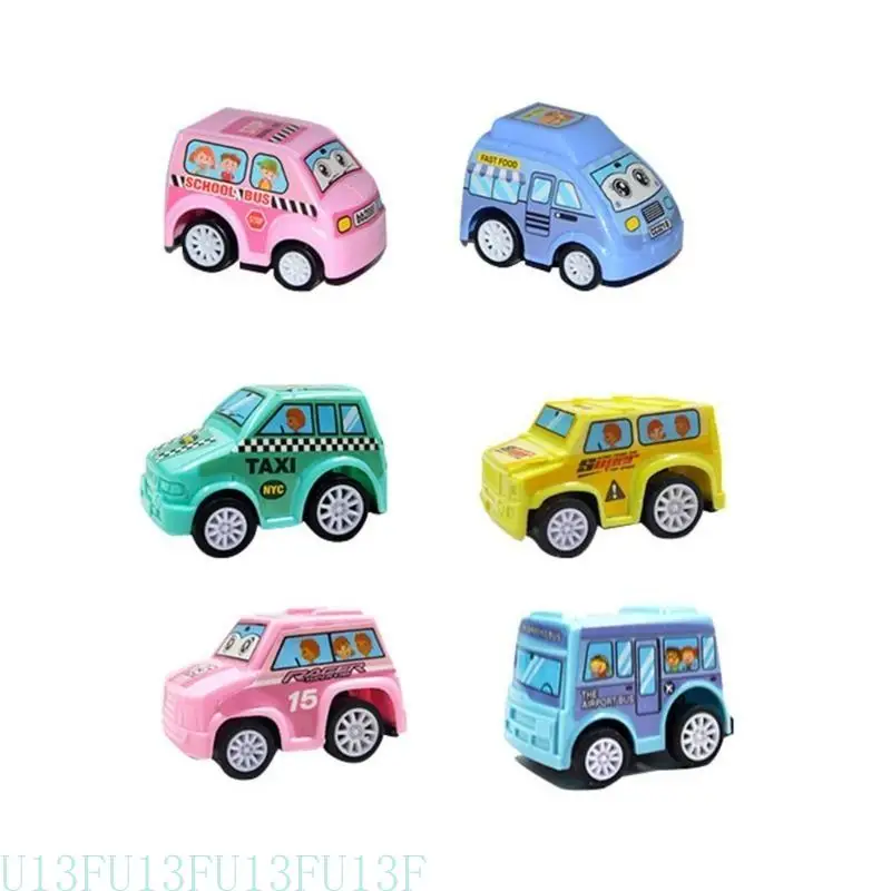 U13F 6PCS Small Pull Back Car Set Véhicule jouet pour les enfants Styles aléatoires amicaux sûrs pour les tout-petits