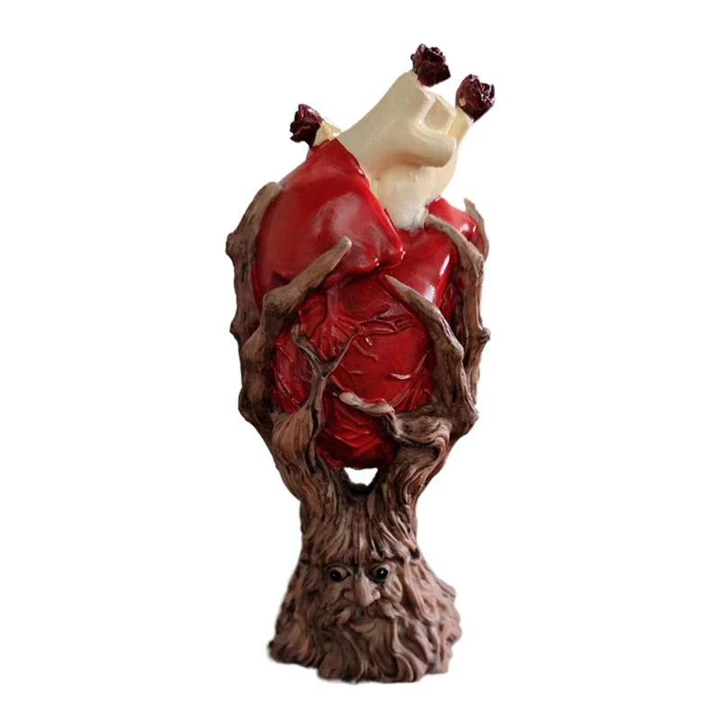 Red Anatomical Heart Tree Statue Heart Dissection Model Resin Craft Ornaments Symbolize Rebirth And Hope