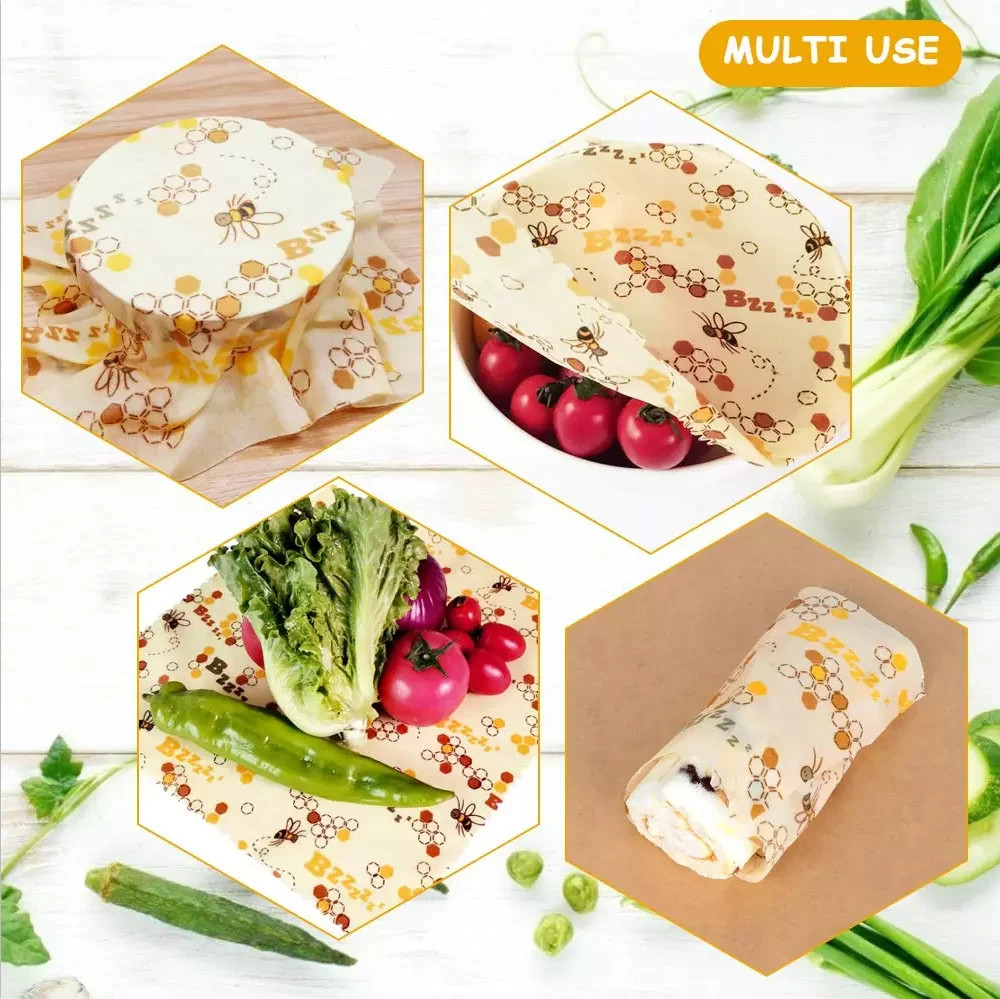 3 Rolls Bees Wax Wrap Sustainable Eco Friendly Products Degradable Reusable Food Packaging Food Wrap Instead of Plastic Bags