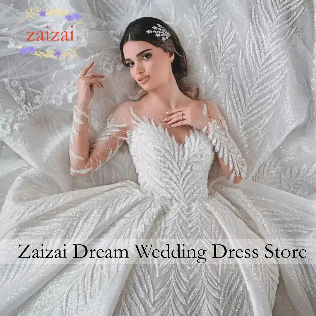 Customized Gorgeous Wedding Dresses Appliques Lace Sequins Bridal Gowns Sweep Train Robes De Mariée Amanda Novias Official