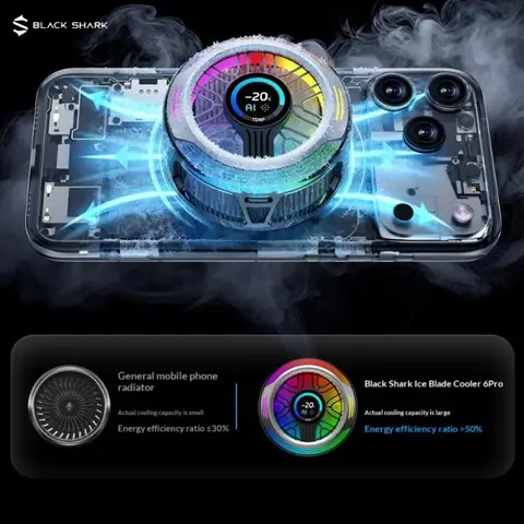 Black Shark Magnetic Phone Cooler 6 Pro Semiconductor Cooling Full Color Smart Screen Esports Heat Sink 35W High Power FunCooler