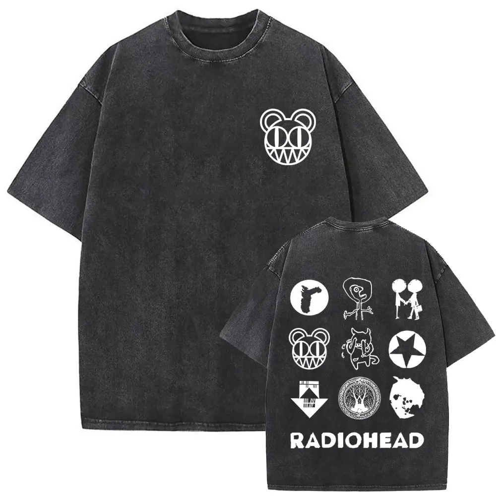 Gewaschenes Vintage Rock Band Radiohead OK Computer Tour 1997 T-Shirt für Männer und Frauen Hip-Hop Oversized T-Shirt Lässiges Baumwoll-T-Shirt – Detail 2