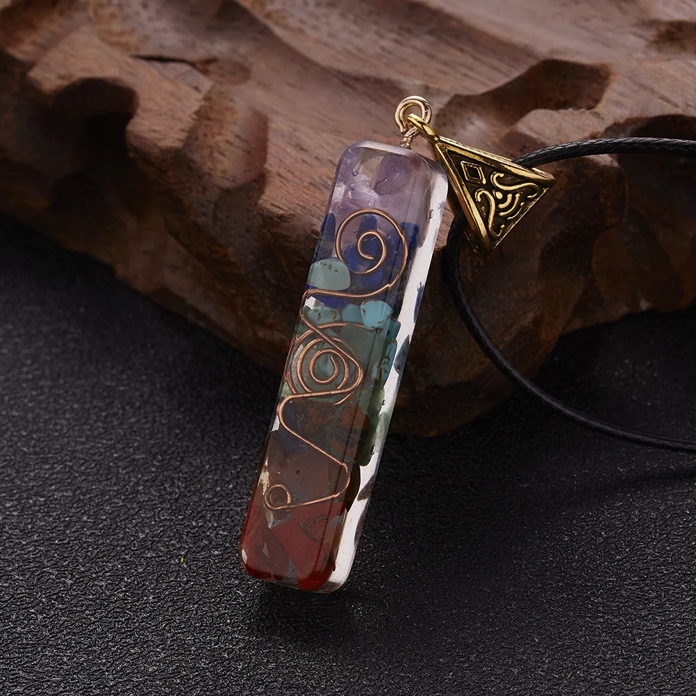 

Colorful Gravel Necklace Exquisite Stone Pendant Daily Use Chakra Energy Gift Wear Resistant Small Jewelry Health Accessories