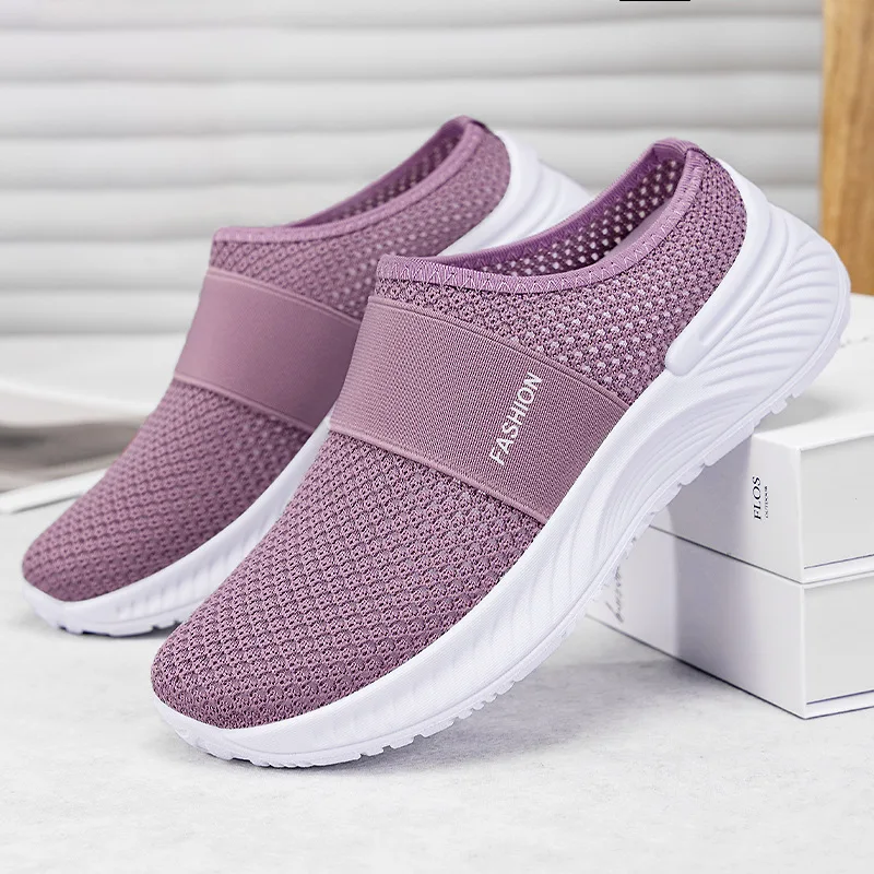 

Women's summer casual shoes, breathable and comfortable mesh shoes, one-foot half-slippers, soft-soled lazy shoes