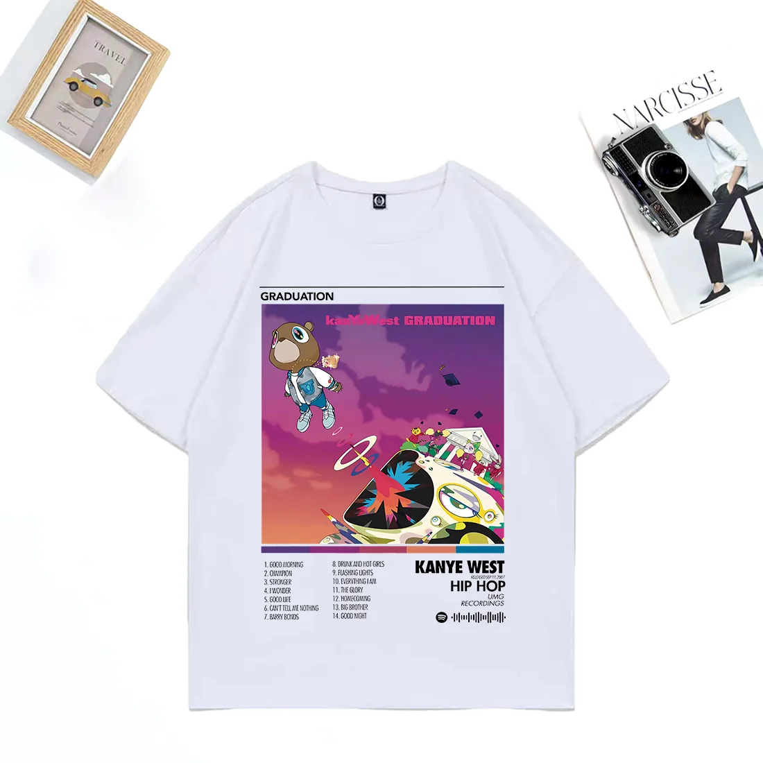 Rapper Kanye West Graduation Music Album vintage T Shirt Men Women print streetwear Oversized short sleeve Cotton Unisex t shirt
