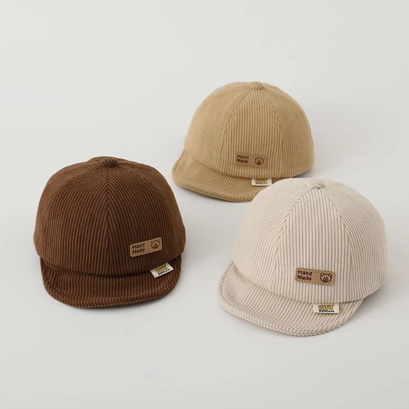

Solid Color Corduroy Baby Baseball Cap Spring Autumn Toddler Peaked Hat Outdoor Windproof Kids Boy Girl Duck Tongue Hats