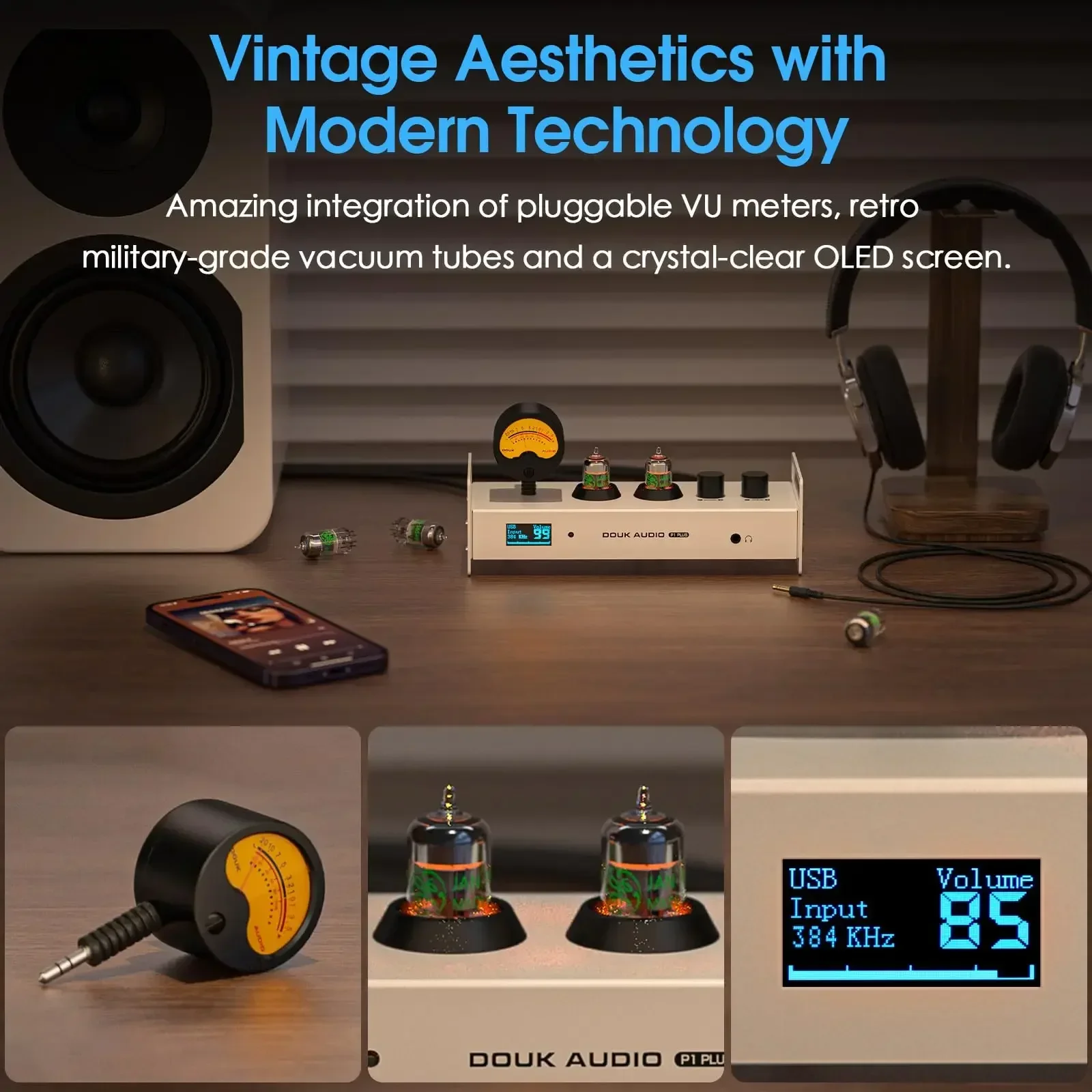 Douk Audio P1PLUS Bluetooth ламповый предусилитель USB ЦАП усилитель для наушников с поддержкой VU Meter DSD256